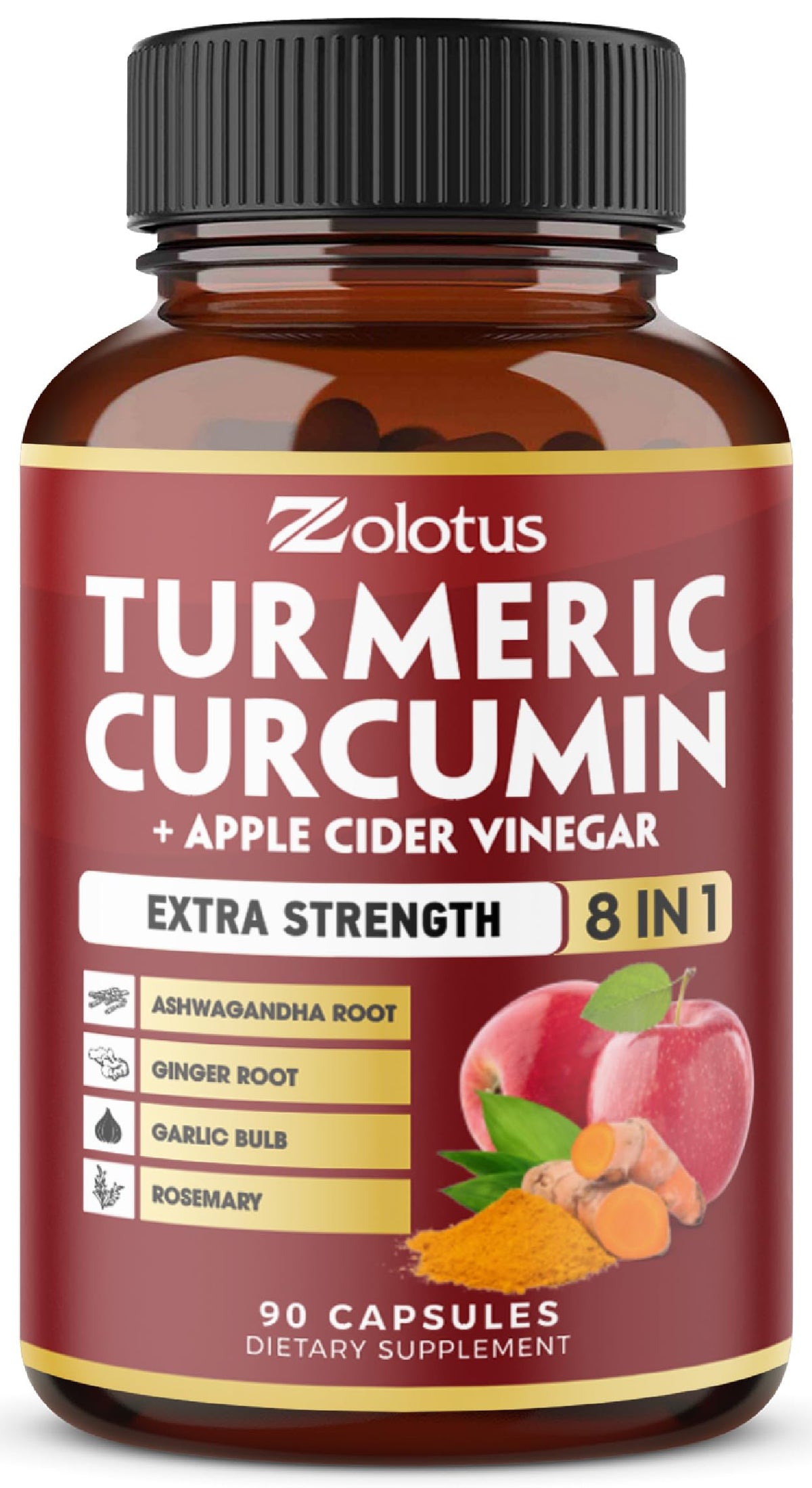 Zolotus Curcuma 8 en 1 90 capsules vue de face