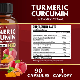 Zolotus Curcuma 8 en 1 bouteille avec étiquette