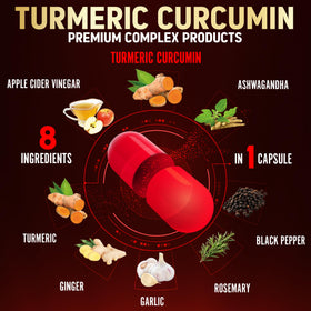 Zolotus Curcuma 8 en 1 capsules sur une surface plane