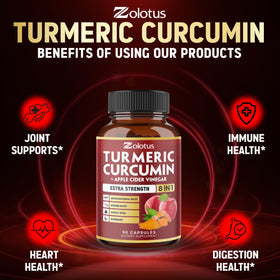 Zolotus Curcuma 8 en 1 ingrédients sur l'étiquette