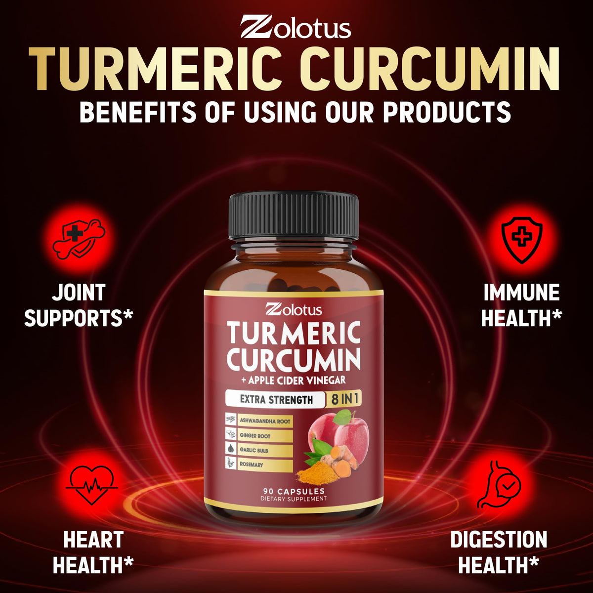 Zolotus Curcuma 90 capsules dans leur emballage