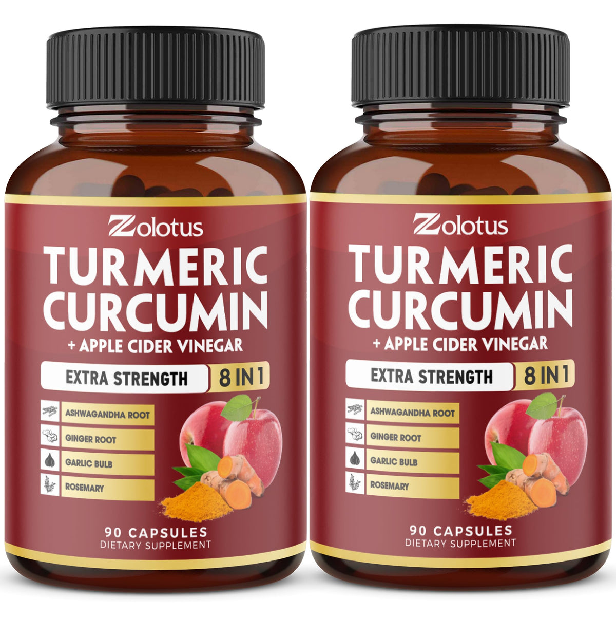 Zolotus Curcuma 90 capsules vue avant avec étiquette