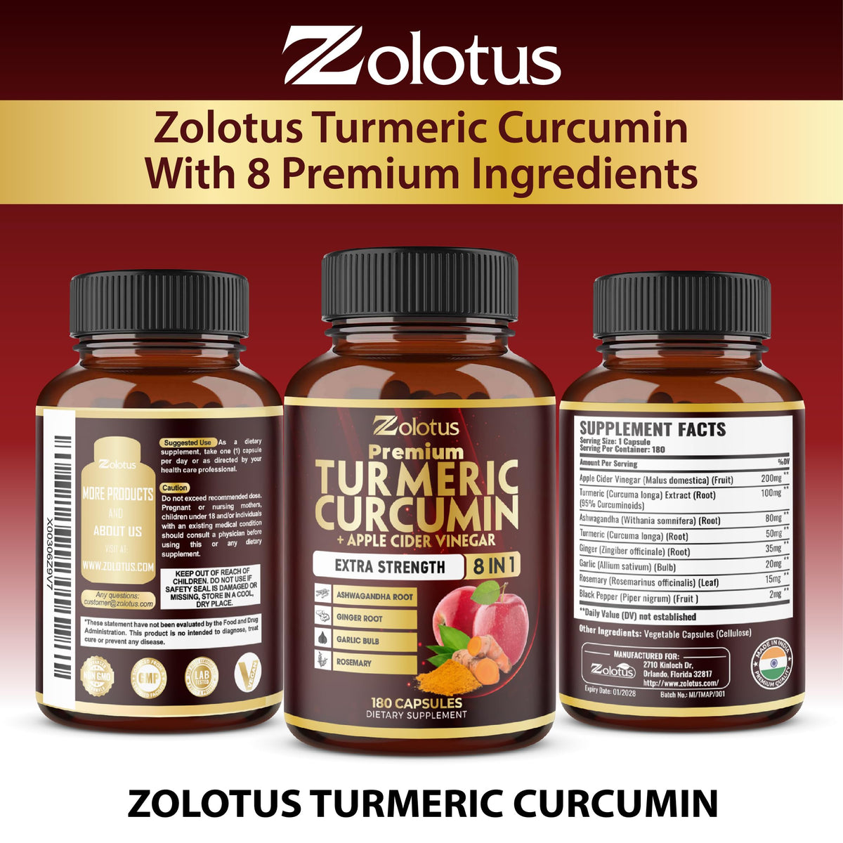 Zolotus Curcuma Vinaigre de Pomme avec gélules en main