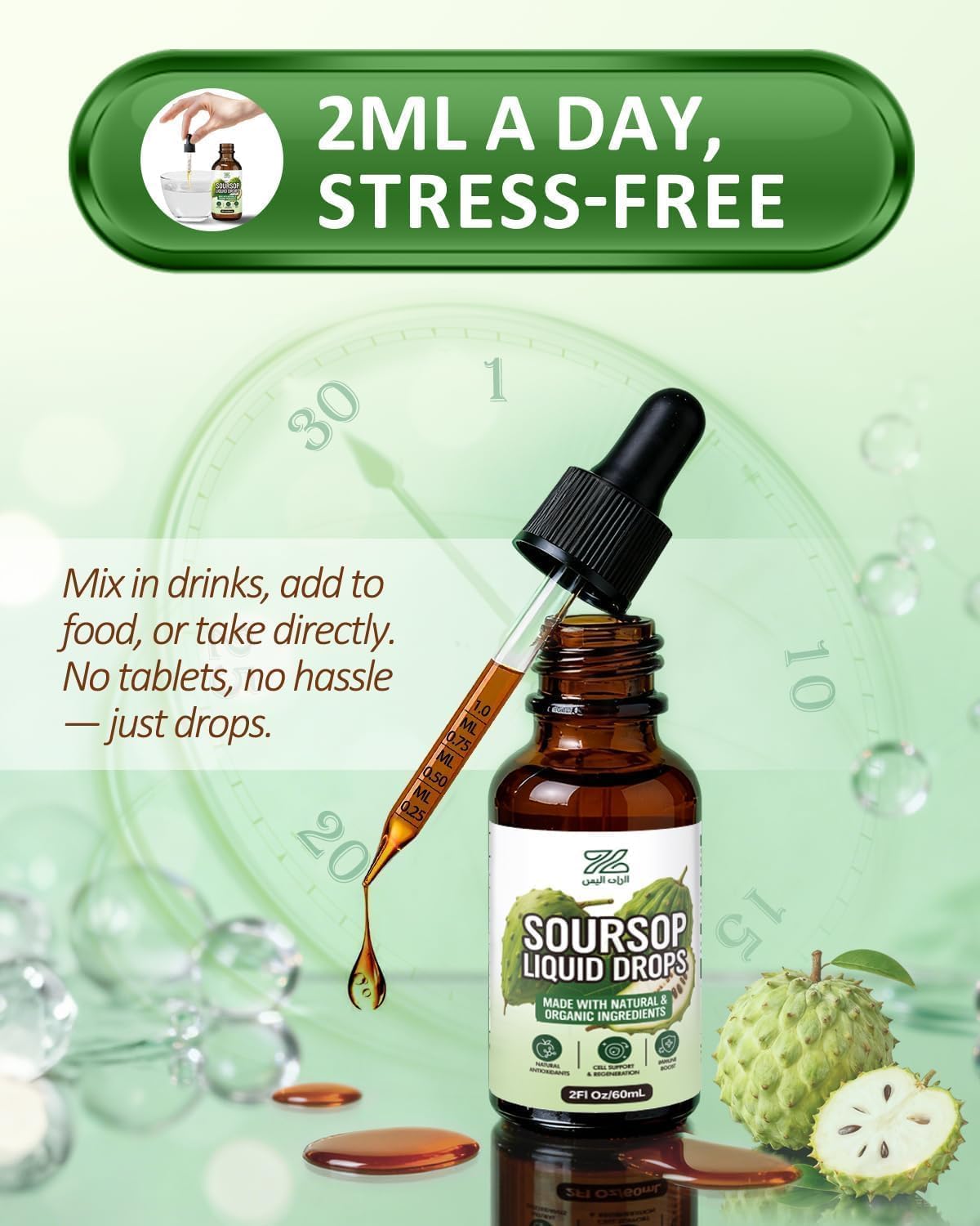 ZonaVitalis Gouttes Liquides Soursop 9-en-1 format pratique