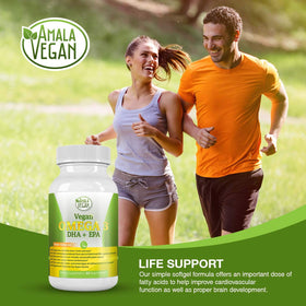 Zoom sur gélule Omega 3 Amala Vegan montrant sa taille