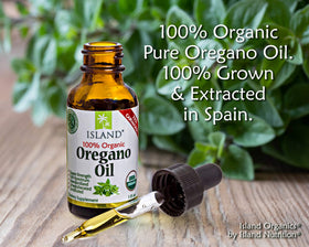 Zoom sur l'étiquette de l'huile d'origan bio Island Nutrition