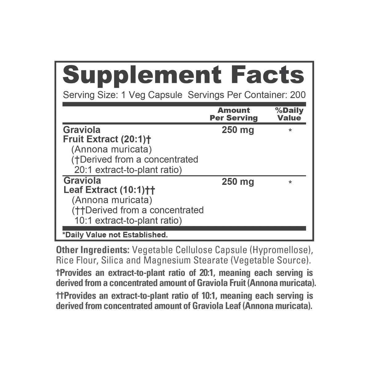 Zoom sur l'étiquette du flacon de Graviola NusaPure 500mg