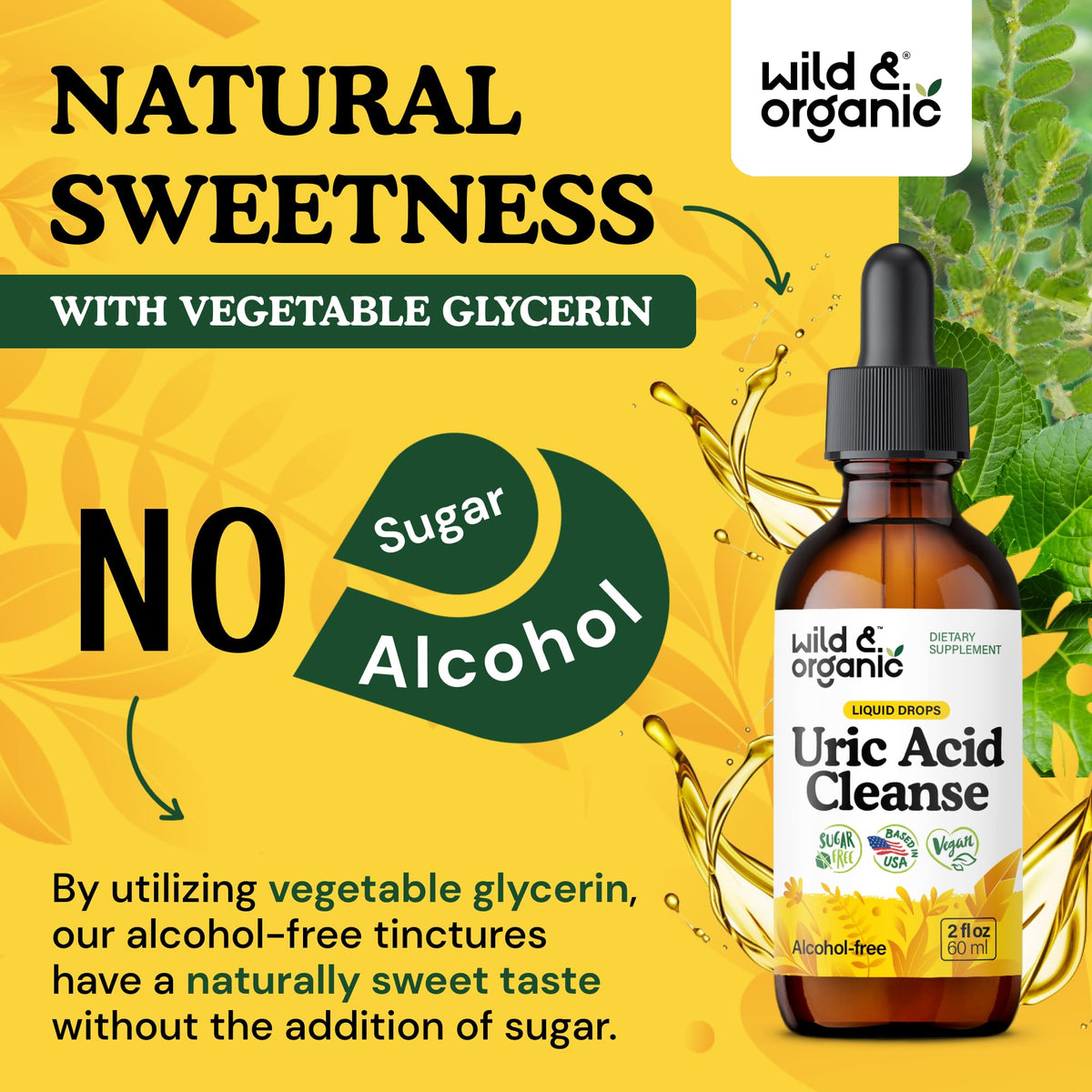 Zoom sur l'étiquette du flacon Wild & Organic mentionnant les ingrédients actifs