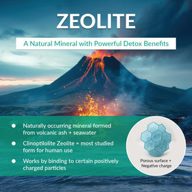 Zoom sur la poudre de clinoptilolite zeolite dans un verre