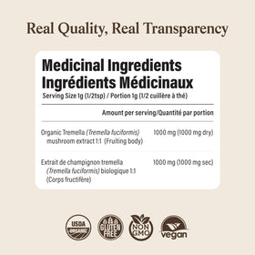 Zoom sur la texture de la poudre de champignon Tremella