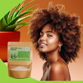 Zoom sur la texture fine de la poudre d'Aloe Vera 200x