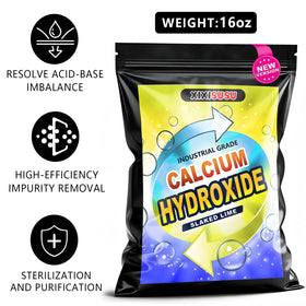 Zoom sur la texture fine de la poudre d'hydroxyde de calcium