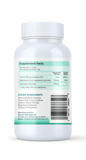 Zoom sur le comprimé végétarien de magnésium glycinate Sarvari Nutrition