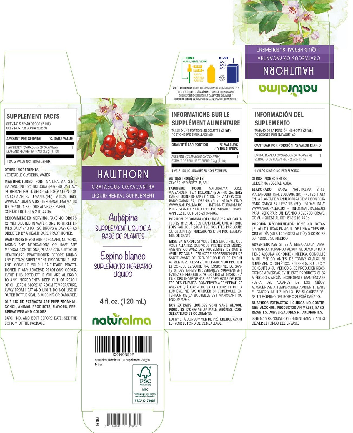 Zoom sur le compte-gouttes de la teinture d'aubépine Naturalma