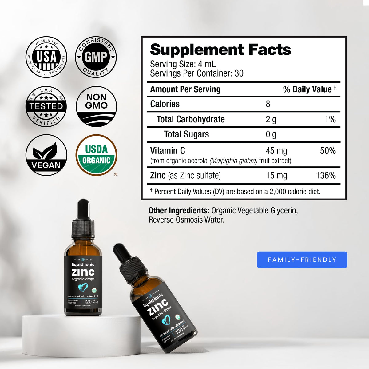 Zoom sur le compte-gouttes du Zinc Liquide NutraChamps