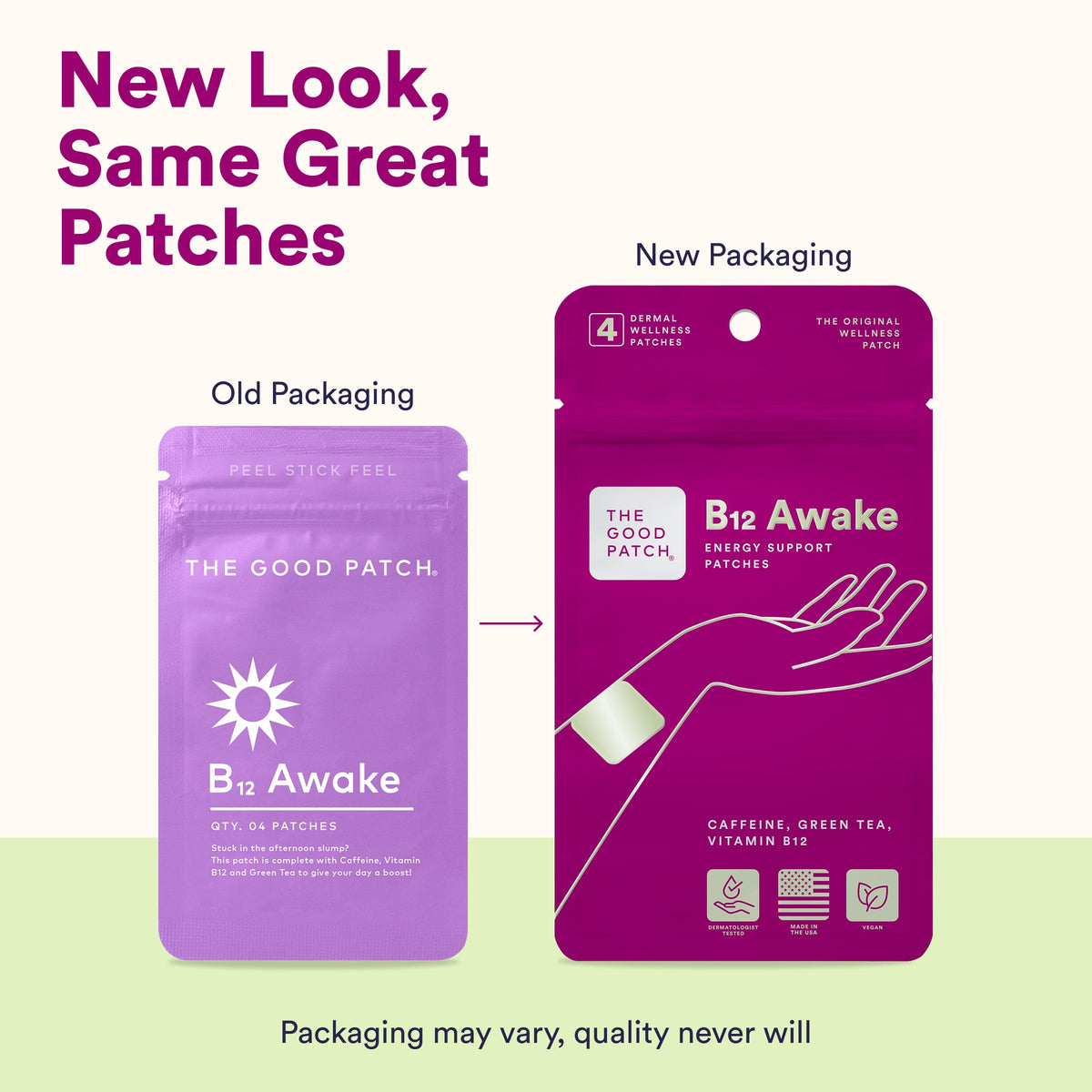 Zoom sur le patch B12 Awake avec des ingrédients naturels