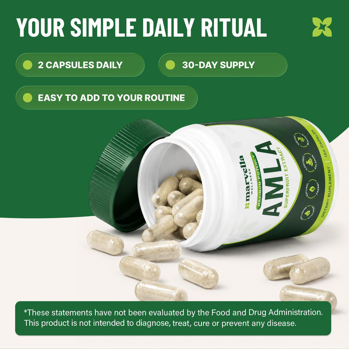 Zoom sur les capsules Amla Bio Marvella Wellness