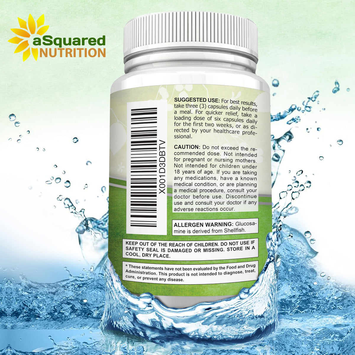 Zoom sur les capsules aSquared Nutrition avec des ingrédients naturels en arrière-plan