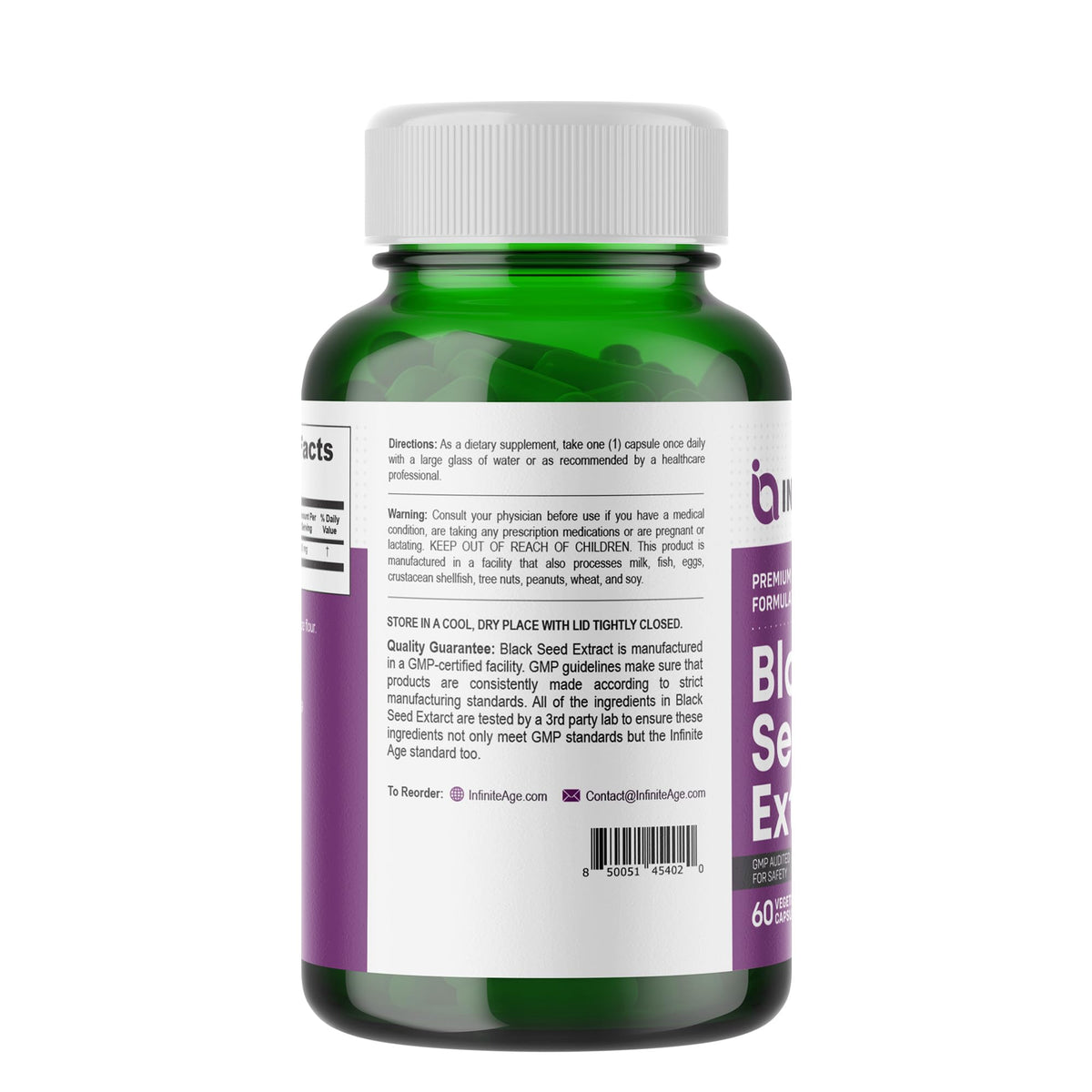 Zoom sur les capsules d'extrait de graines noires bio INFINITE AGE