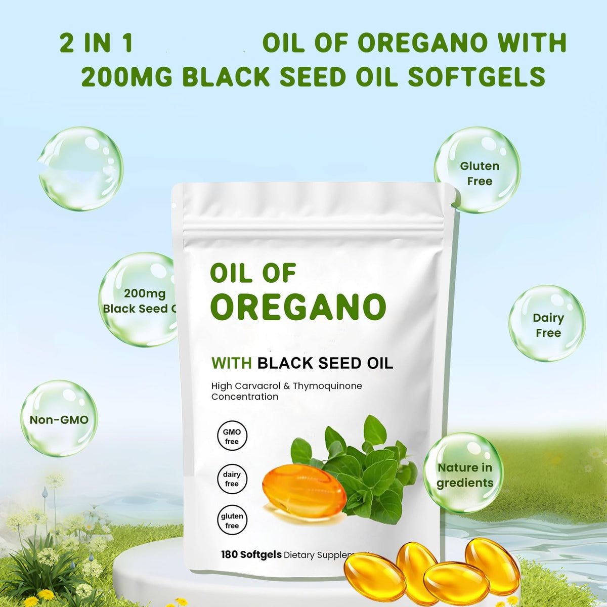 Zoom sur les capsules d'huile d'origan YKJHCSL