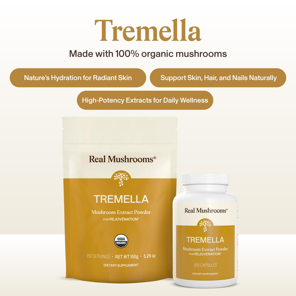 Zoom sur les capsules de champignon Tremella Real Mushrooms