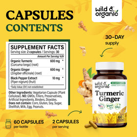 Zoom sur les capsules de curcuma et gingembre Wild & Organic