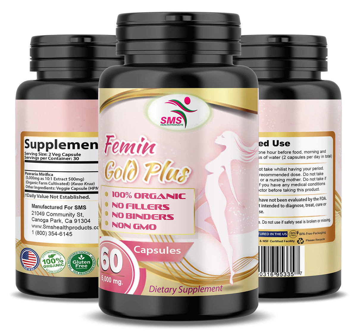 Zoom sur les capsules de Pueraria Mirifica 1000mg, texture et taille