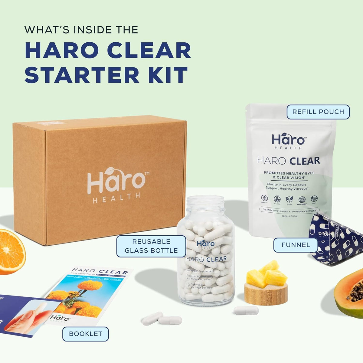 Zoom sur les capsules de vitamines claires Haro Health