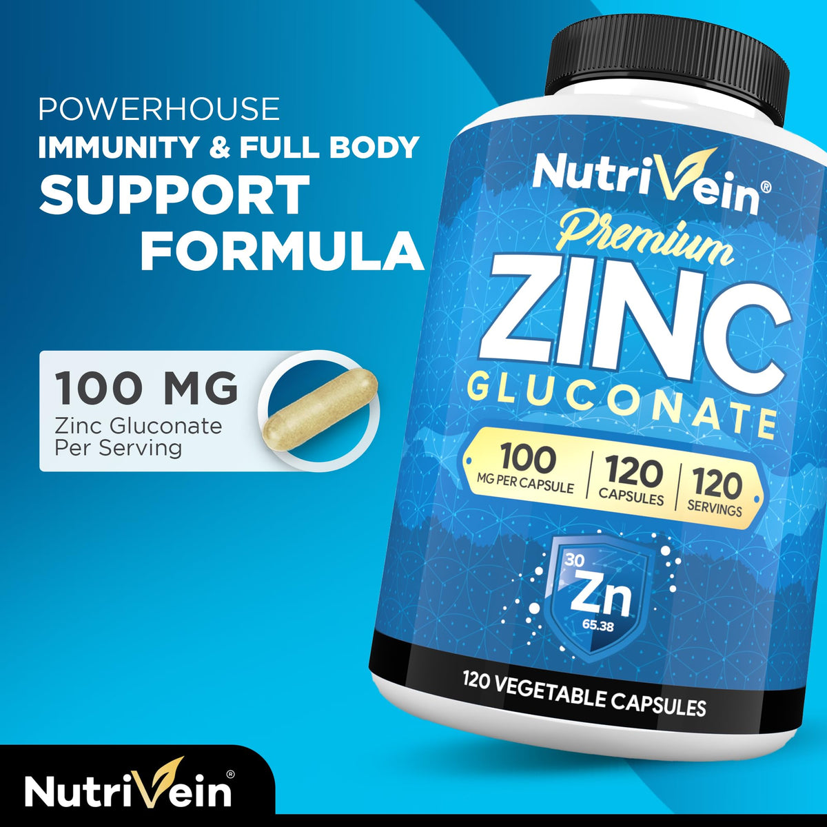 Zoom sur les capsules de Zinc Gluconate Nutrivein