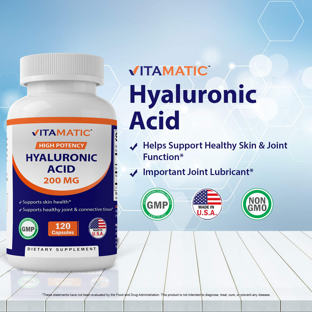 Zoom sur les capsules végétales de Vitamatic Acide Hyaluronique