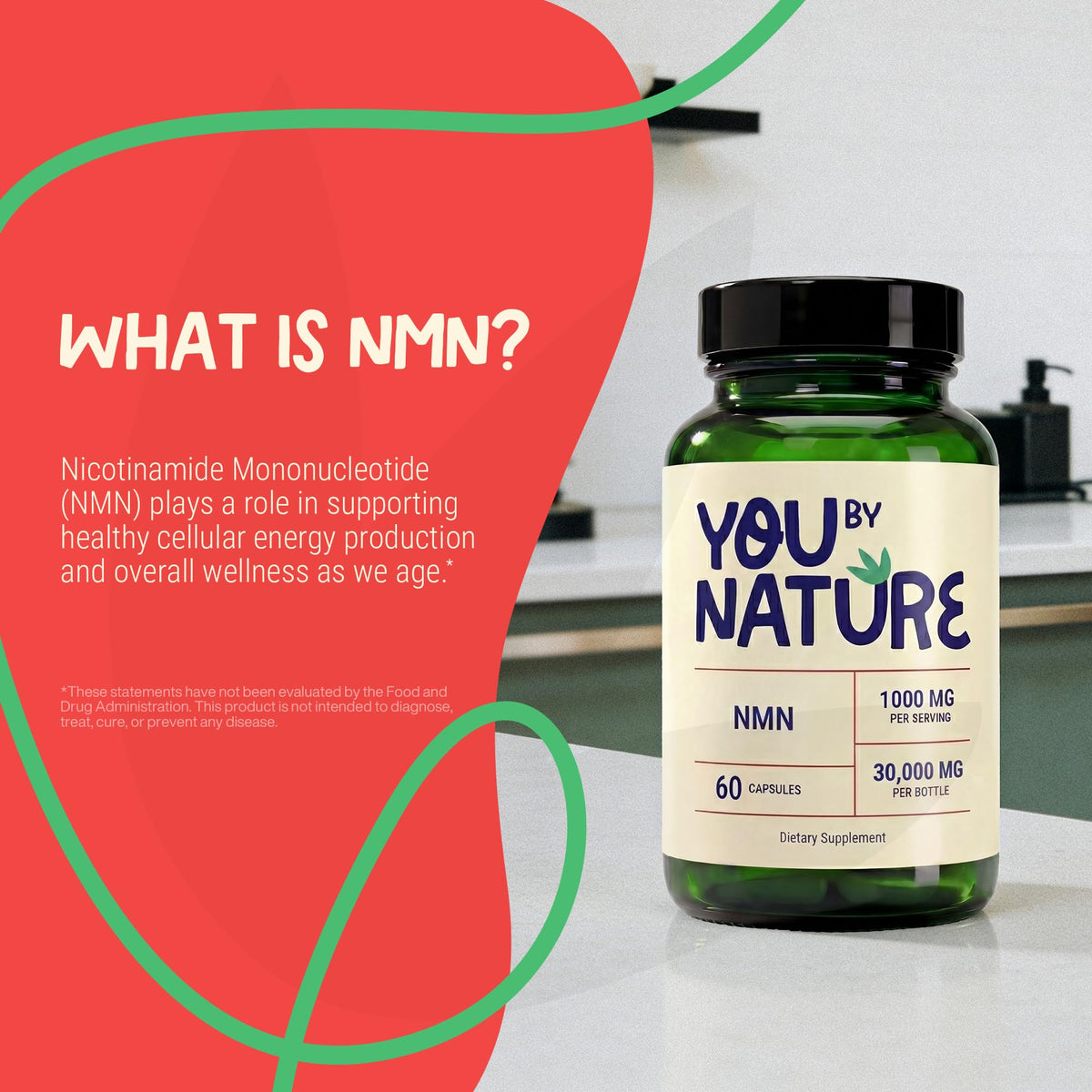 Zoom sur les capsules végétales de YOUBYNATURE NMN 1000mg