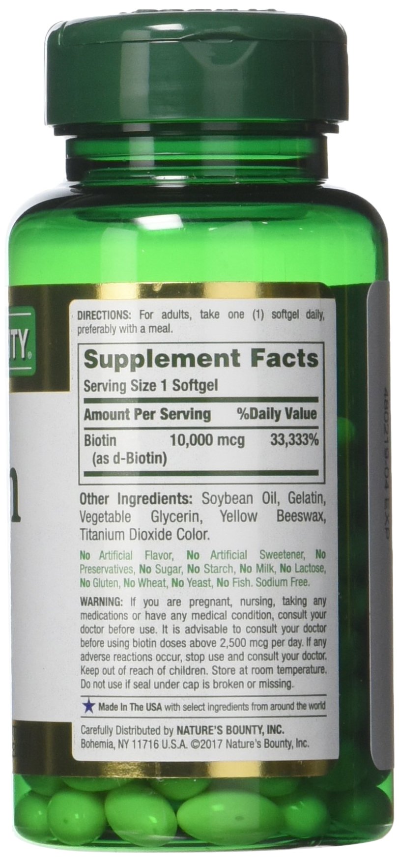 Zoom sur les gélules de Biotine 10 000 mcg de Nature's Bounty
