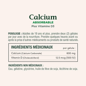 Zoom sur les gélules de Calcium 1200mg Nature's Bounty