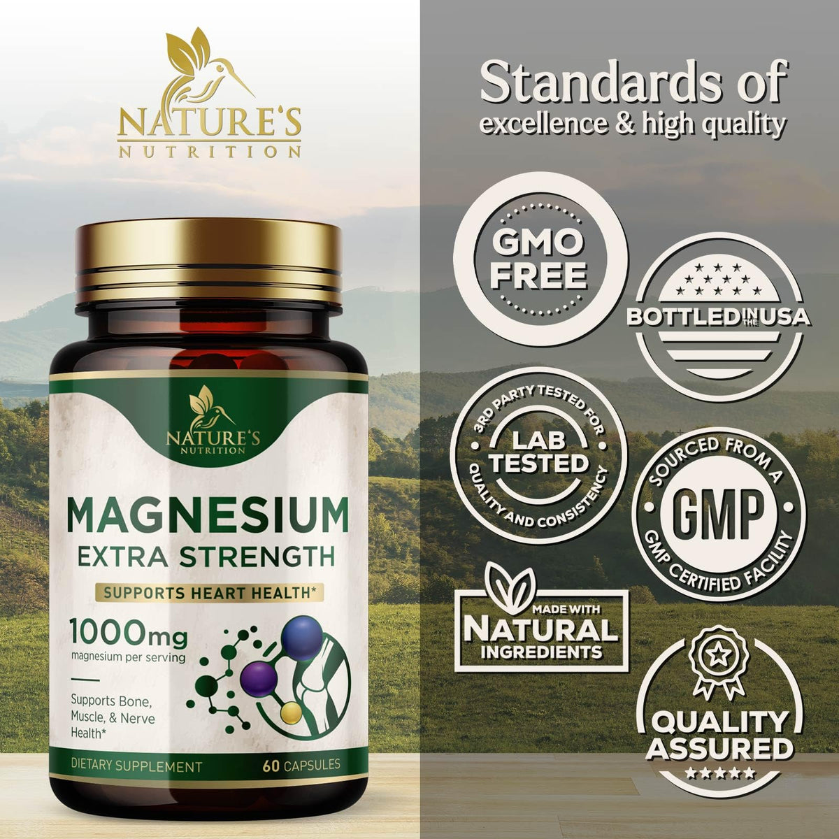 Zoom sur les gélules de citrate de magnésium Nature's Nutrition