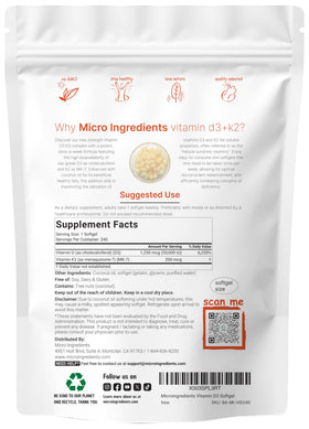 Zoom sur les gélules de Vitamine D3 et K2 avec emballage