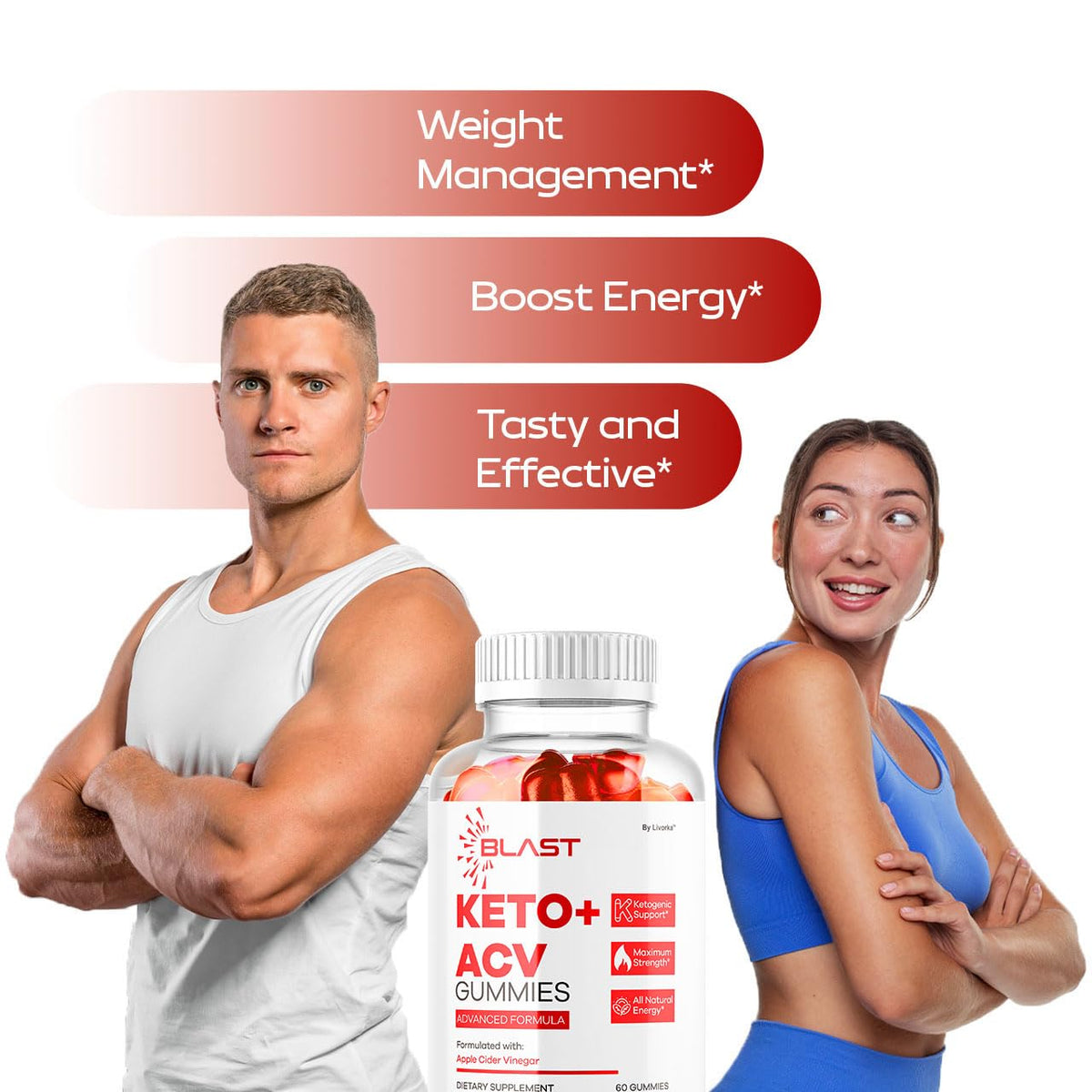 Zoom sur les Gummies ACV Blast Keto LIVORKA avec étiquette visible
