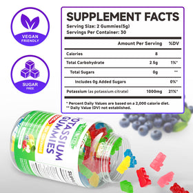 Zoom sur les gummies de citrate de potassium, goût naturel.