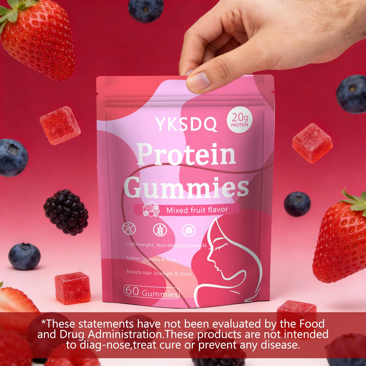 Zoom sur les gummies YKSDQ montrant leur goût agréable