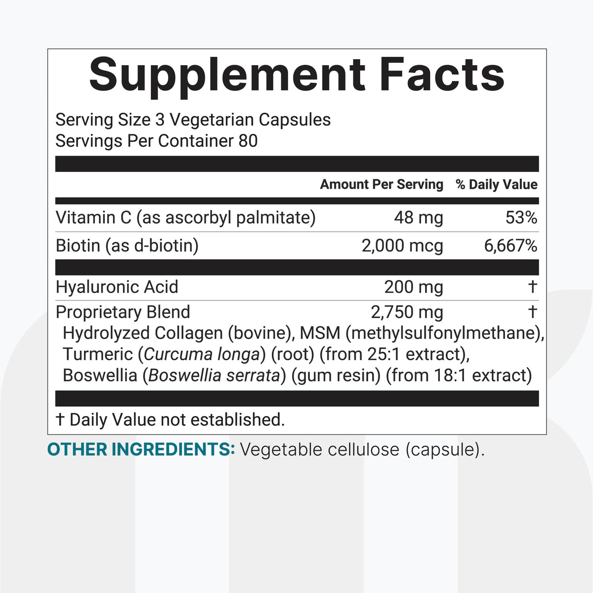 Zoom sur les ingrédients clés du Complexe d'Acide Hyaluronique 3000mg