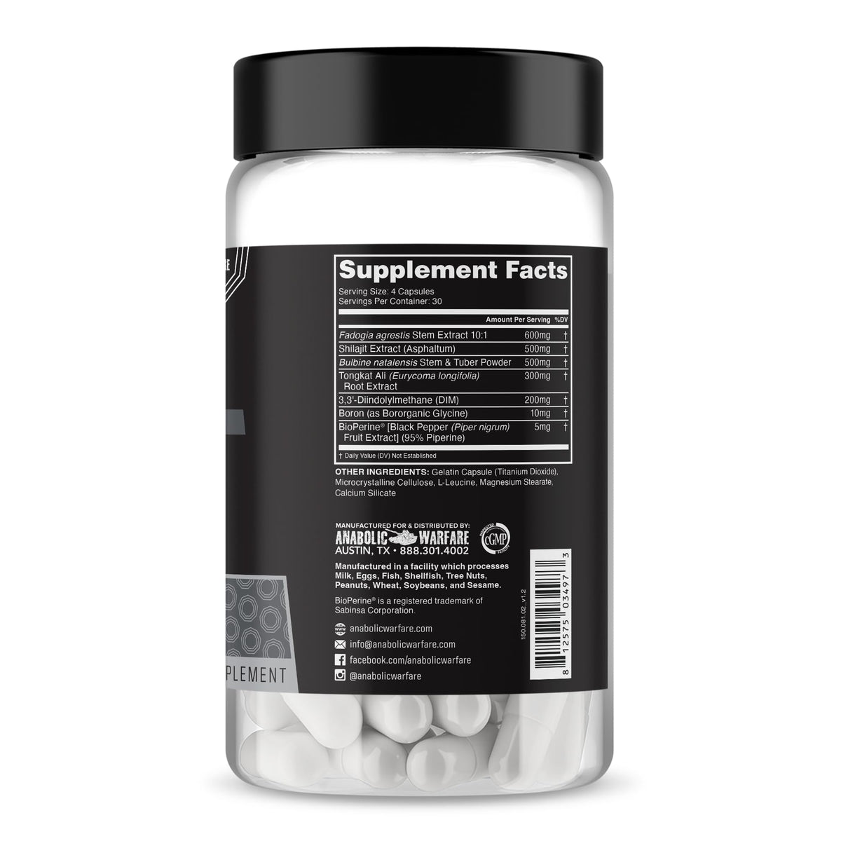 Zoom sur les ingrédients de Project Test d'Anabolic Warfare