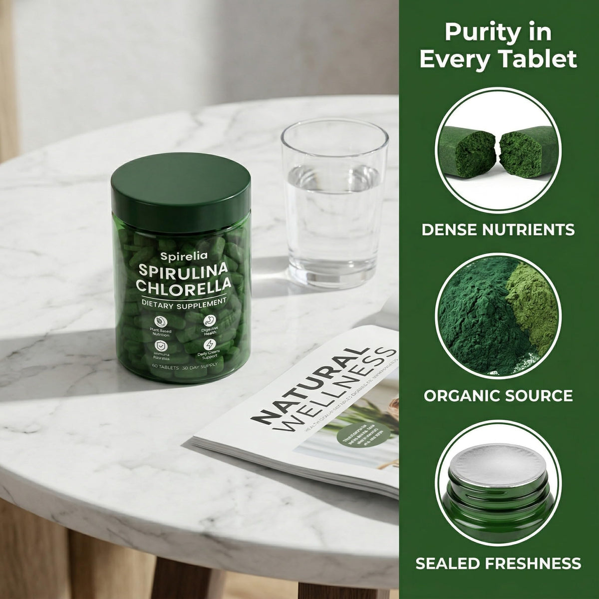 Zoom sur les tablettes de spiruline et chlorelle Bruiseweed