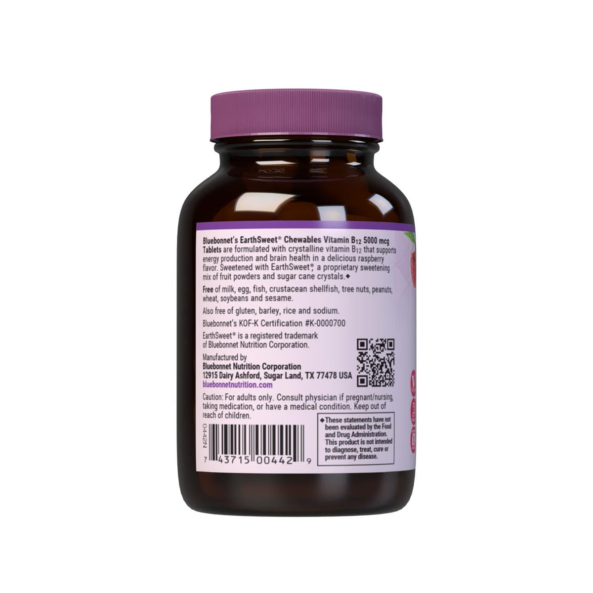Zoom sur un comprimé à mâcher BlueBonnet B12 saveur framboise