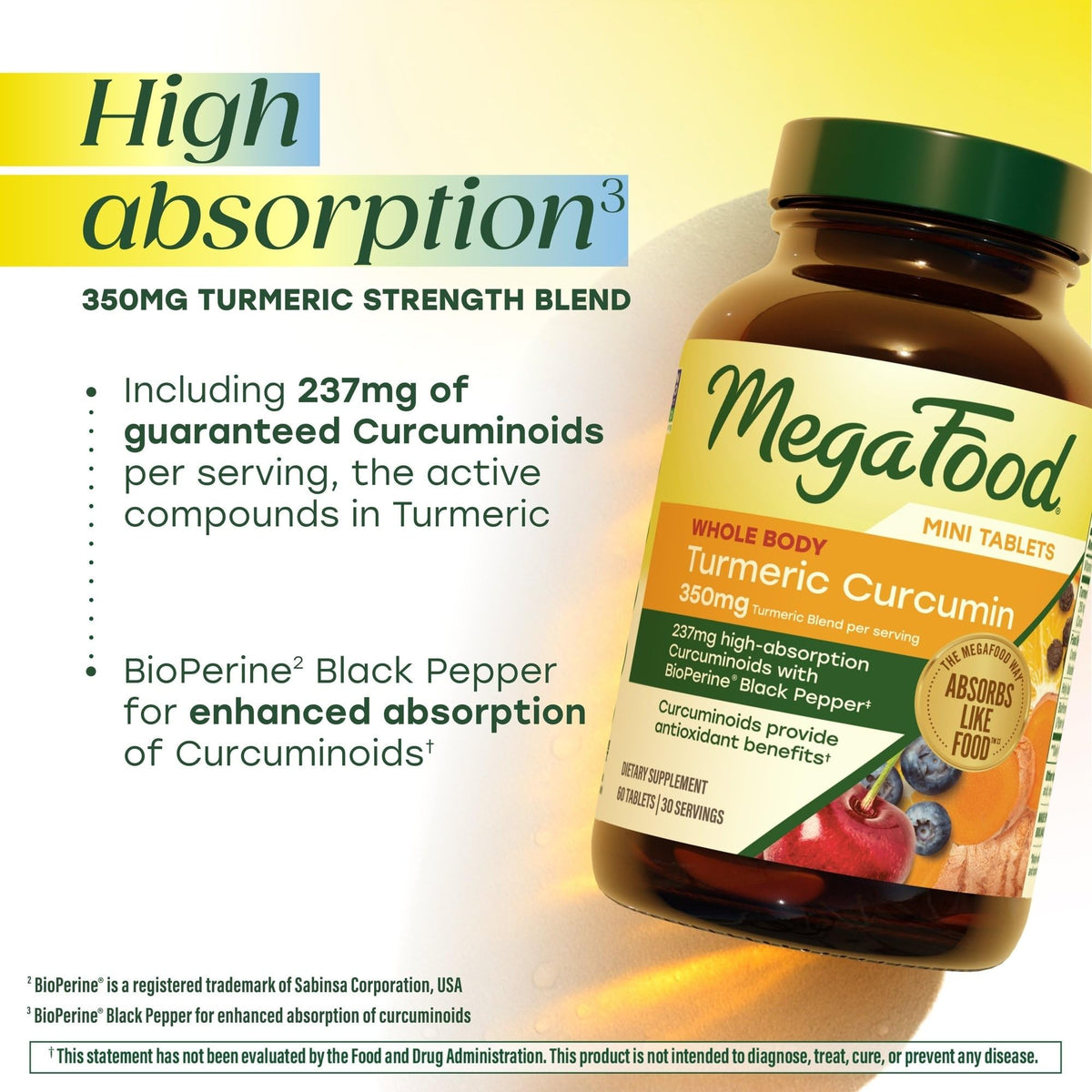 Zoom sur un comprimé de MegaFood Curcuma Curcumin