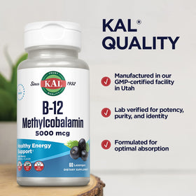 Zoom sur un comprimé KAL B12 Methylcobalamine