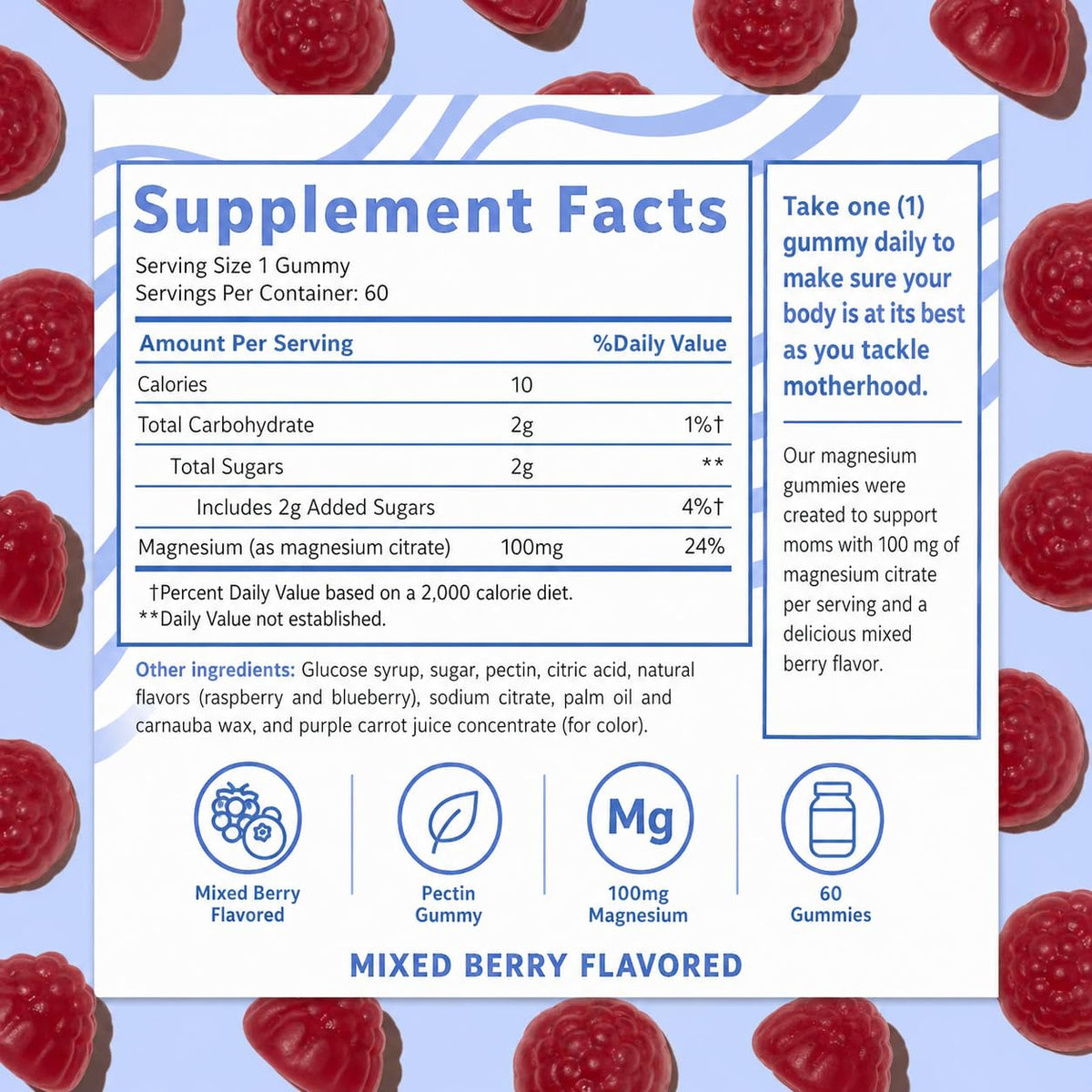 Zoom sur un gummy Baby Blues au goût de fruits mélangés
