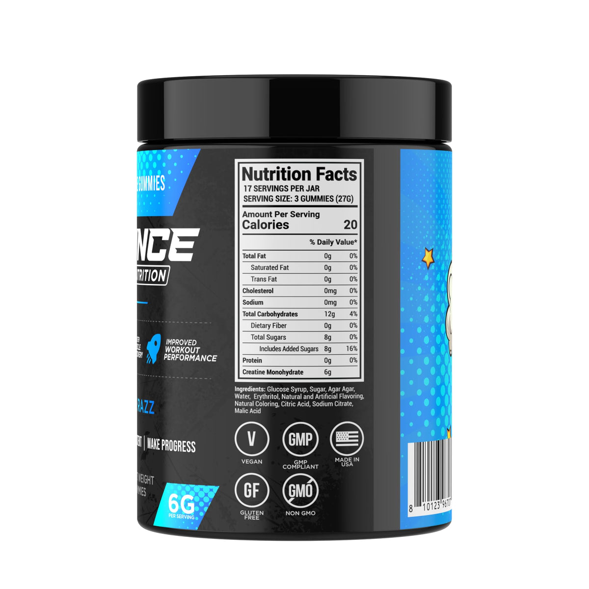 Zoom sur un gummy de créatine monohydrate Bounce Pro