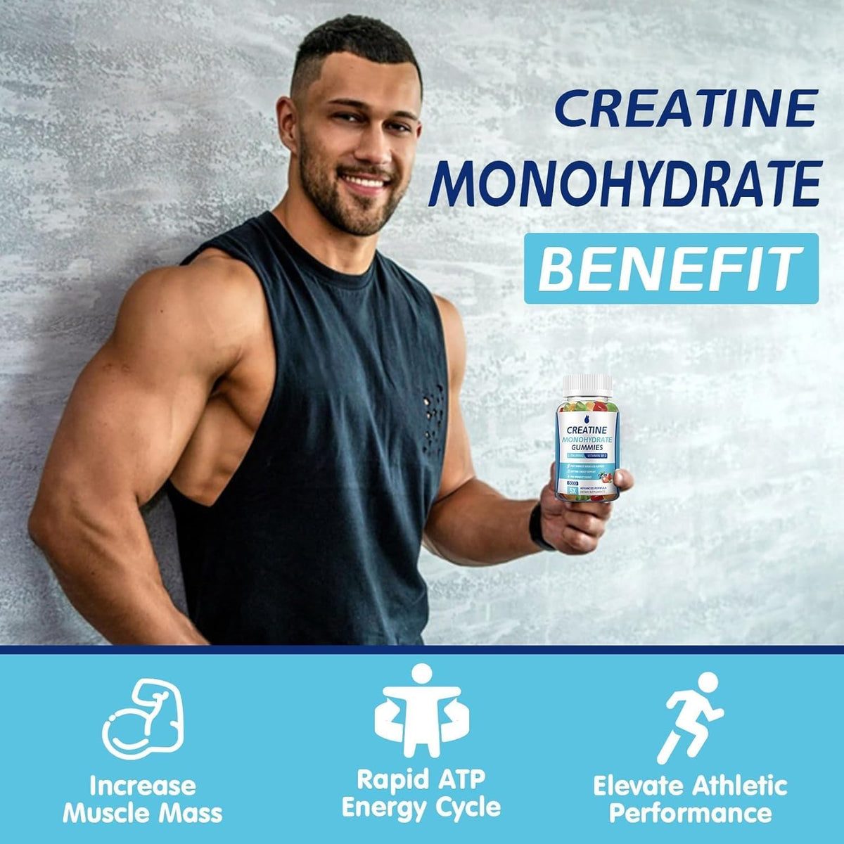 Zoom sur un gummy de créatine monohydrate MaxHemp
