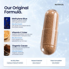 Zoom sur une capsule de bleu de méthylène de Nutricel
