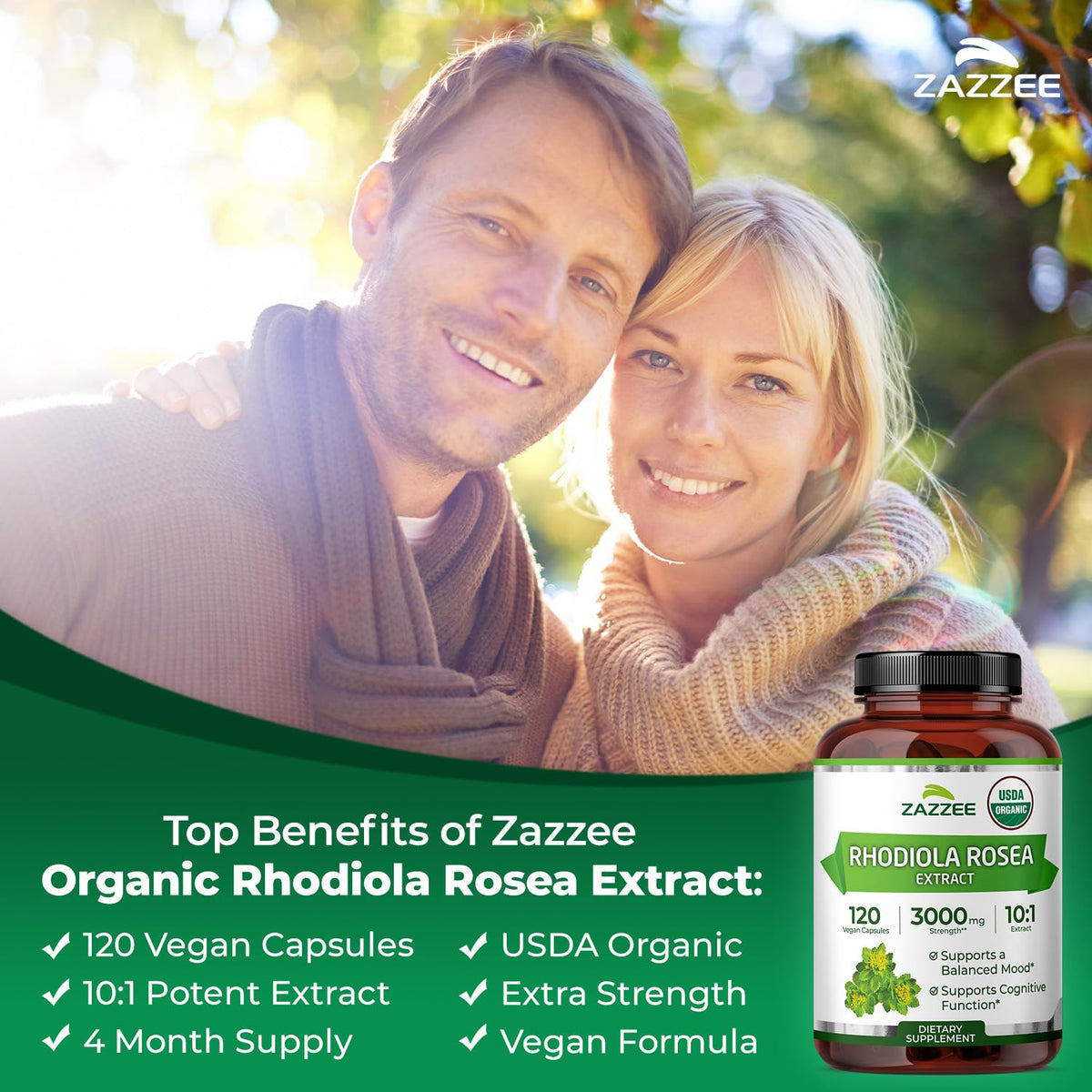 Zoom sur une capsule Zazzee Extrait de Rhodiola Bio