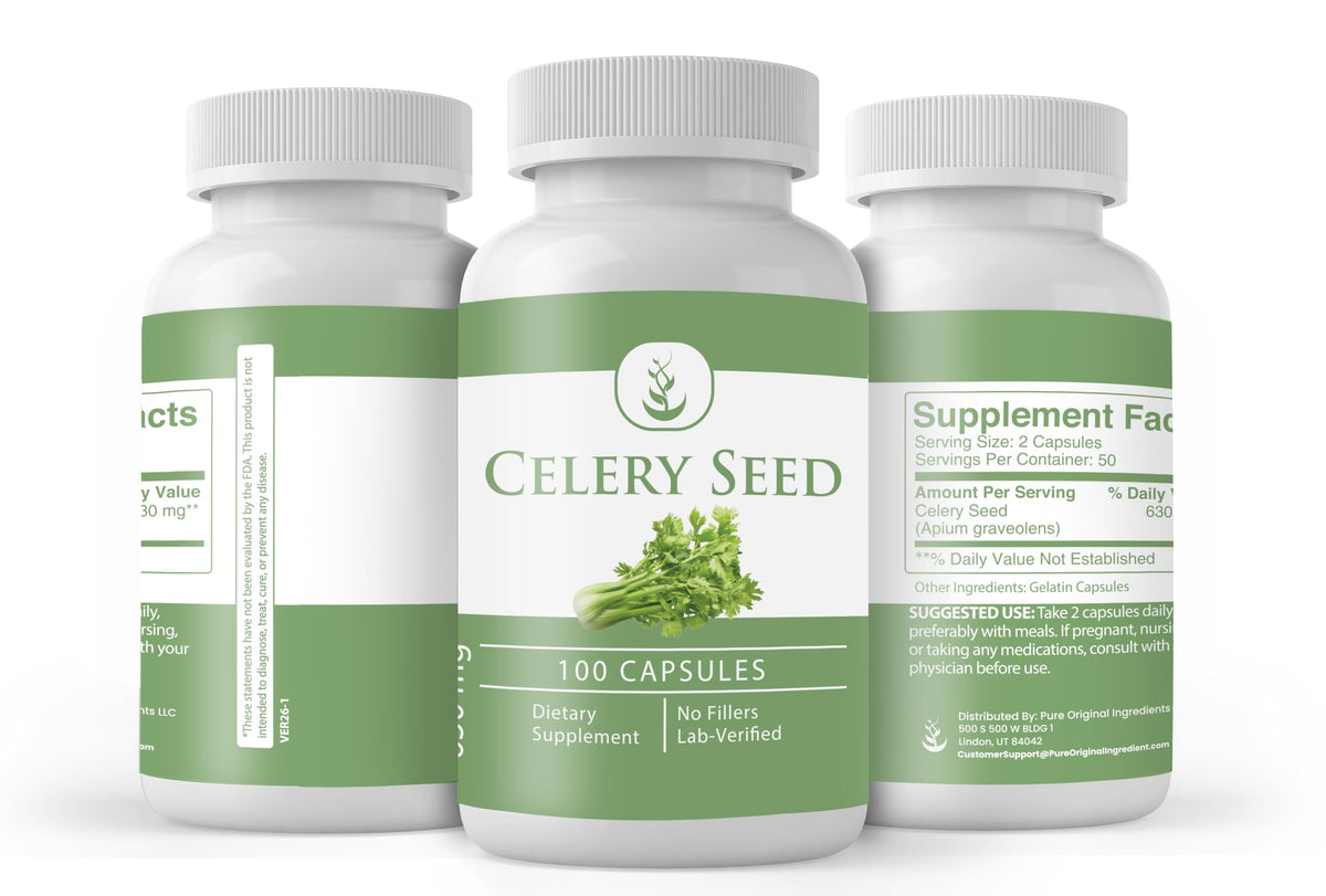 Zoom sur une gélule de Graines de Céleri PURE ORIGINAL INGREDIENTS